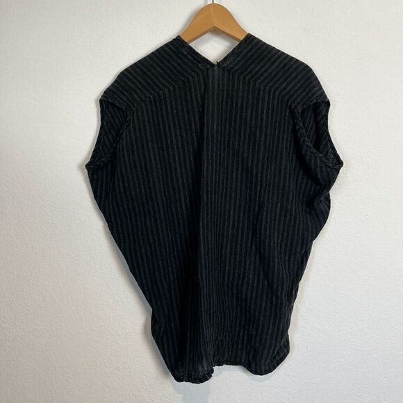 Natalie Busby Black Striped Linen Short Sleeve Boxy Blouse Women's One Size - Picture 2 of 7